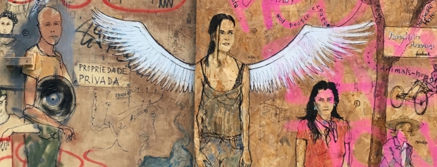Engel malet på en mur