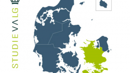 Danmarkskort med Studievalg Sjællands område